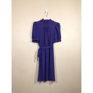 VTG Womens Sheer Belted Midi Dress 6 Purple 70s Retro Party Whimsigoth Twee